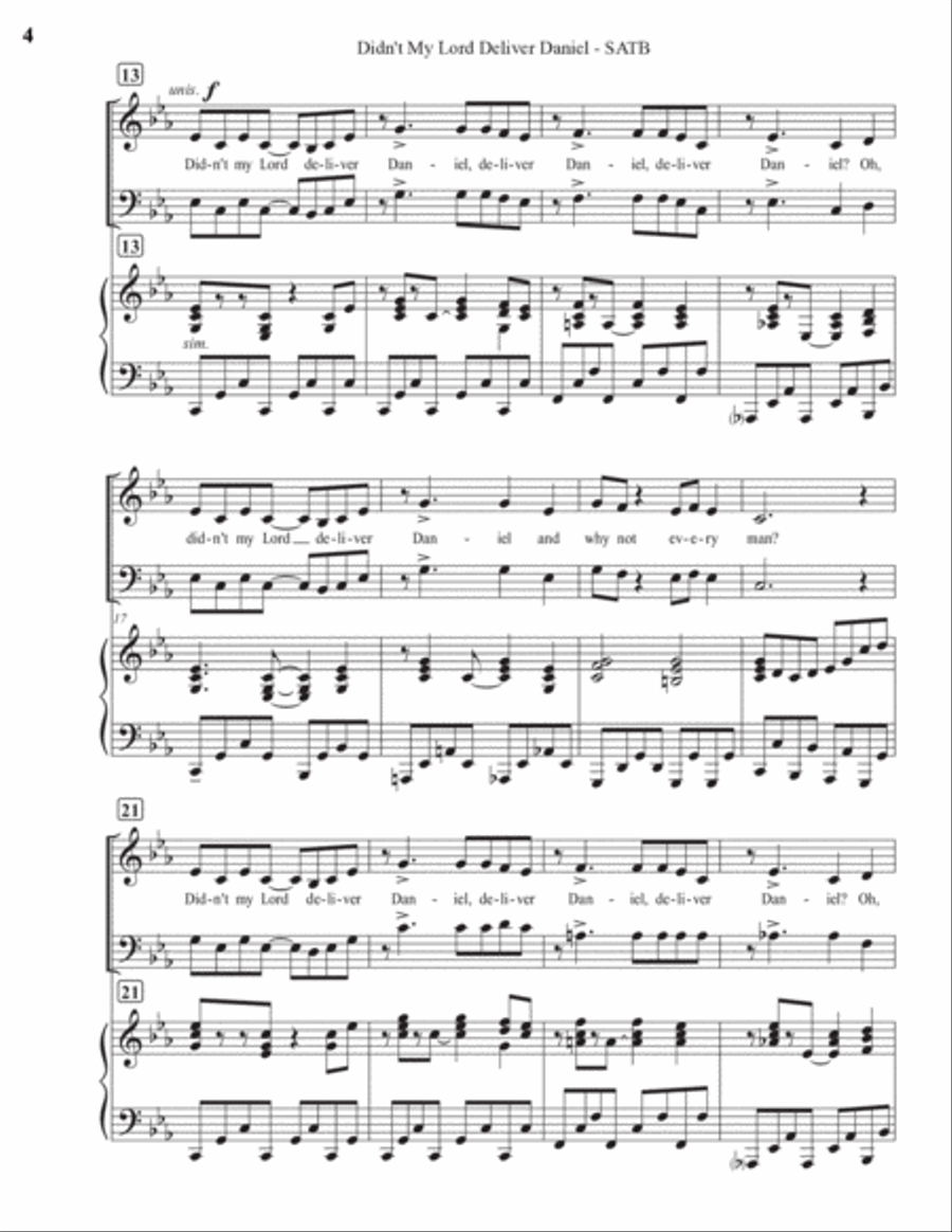 Didn't My Lord Deliver Daniel (SATB) 4-Part scores gallery preview page 4