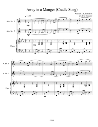 Away in a Manger (Cradle Song) for alto sax duet with piano accompaniment