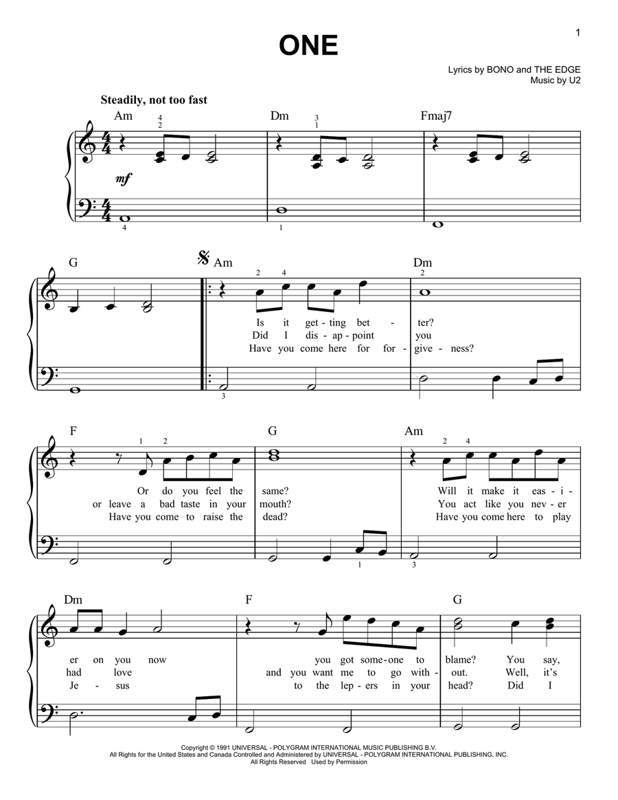 One Easy Piano scores gallery preview page 1
