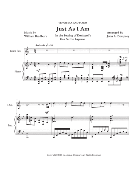 Just As I Am (Tenor Sax and Piano) image number null