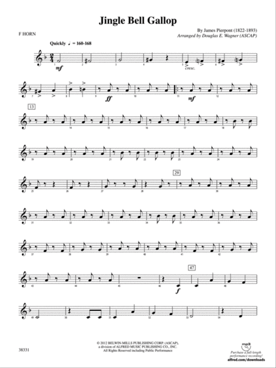 Jingle Bell Gallop: 1st F Horn Concert Band scores gallery preview page 1