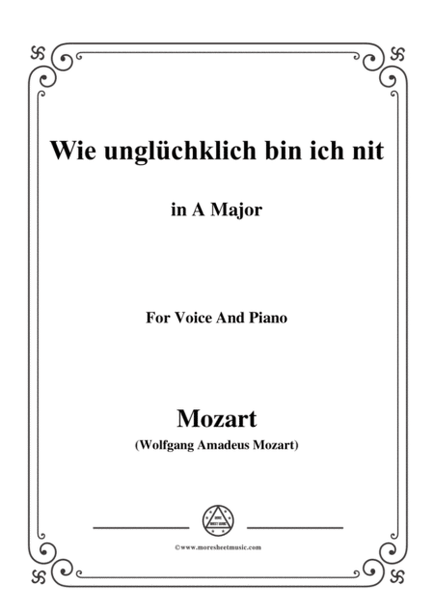 Mozart-Wie unglüchklich bin ich nit,in A Major,for Voice and Piano image number null