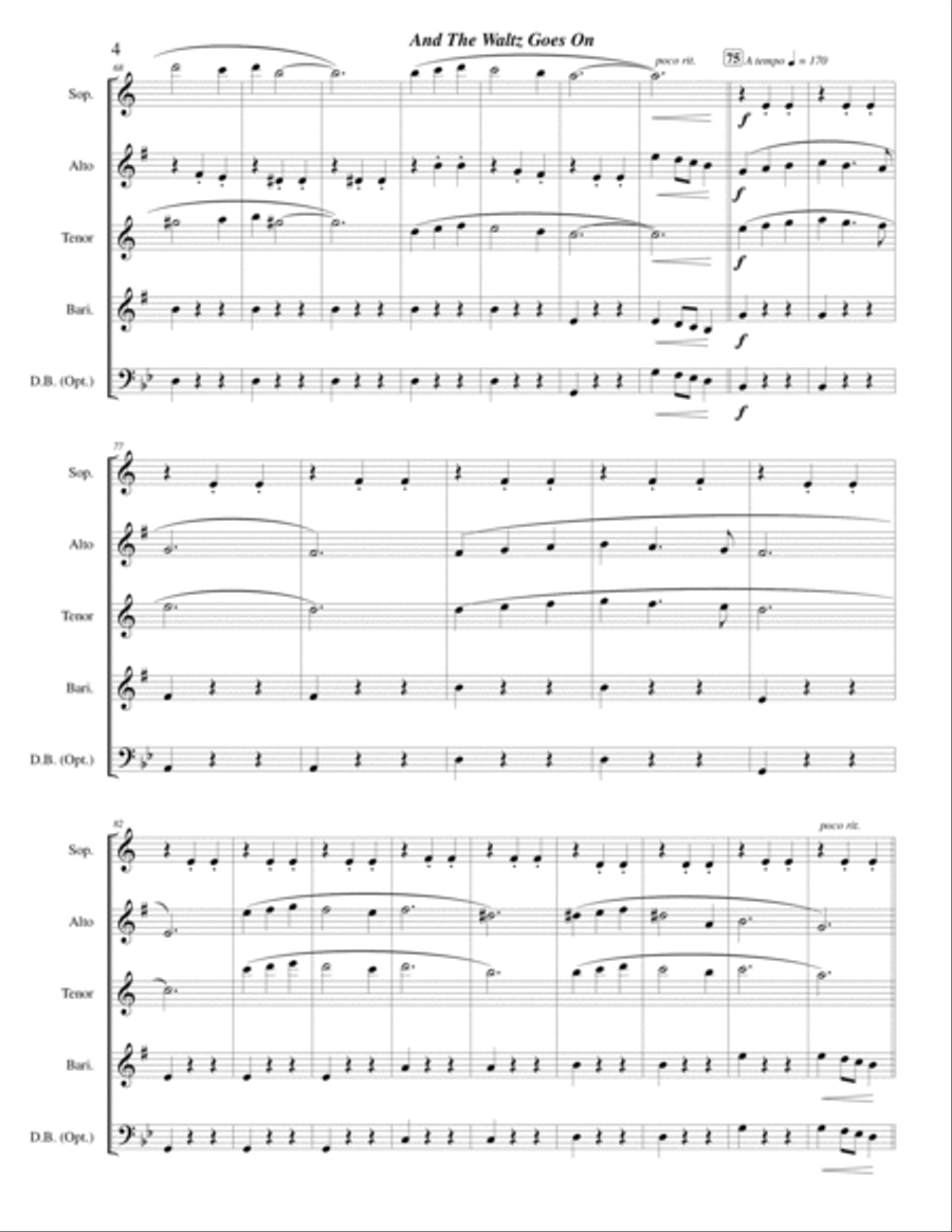 And The Waltz Goes On Saxophone Quartet scores gallery preview page 6