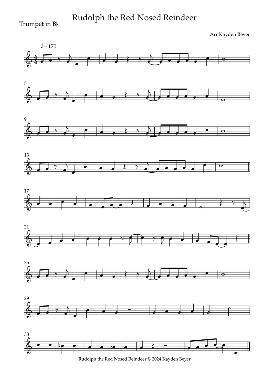 Rudolph the Red Nosed Reindeer Brass Duet scores gallery preview page 2