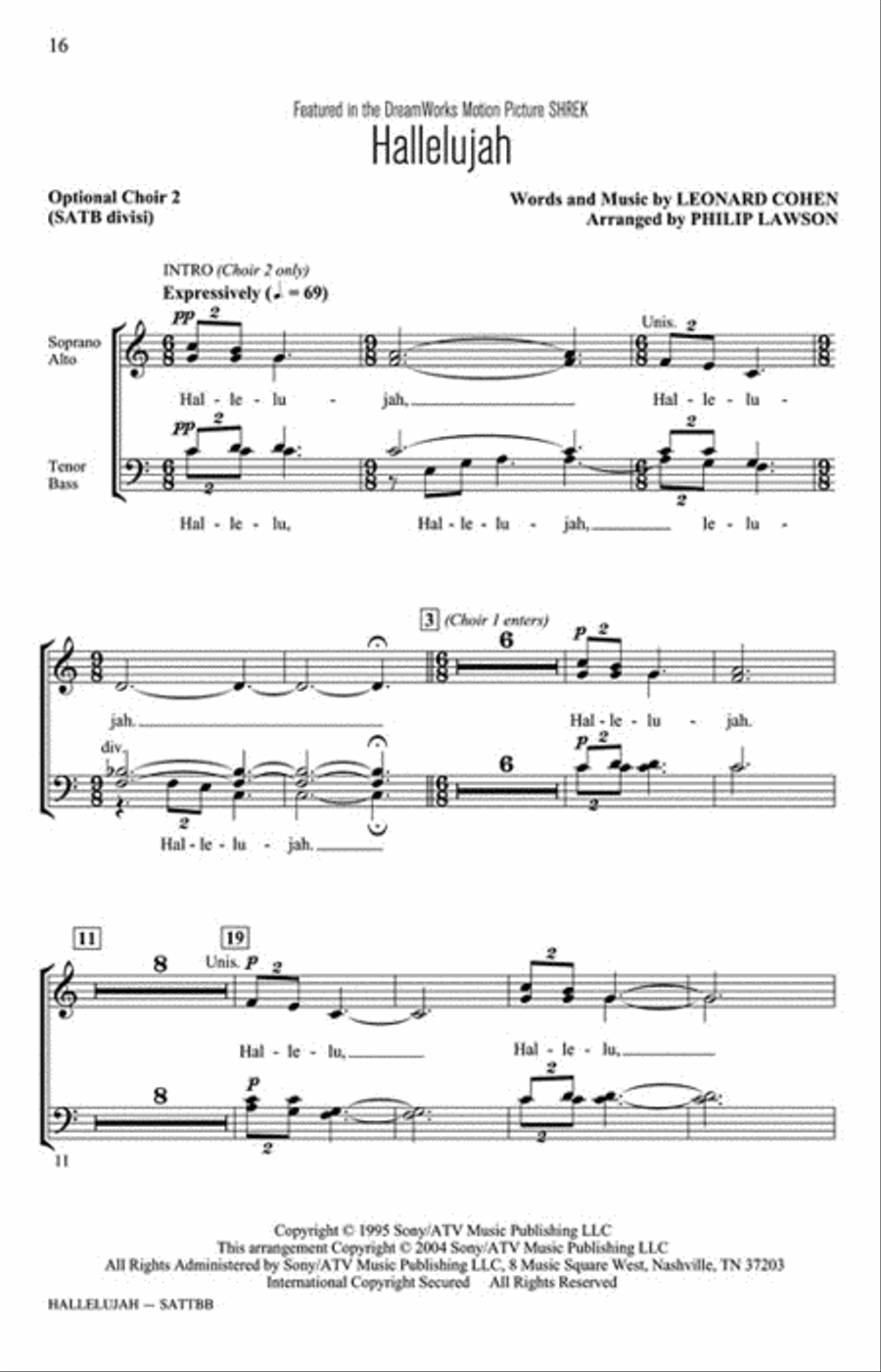 Hallelujah A Cappella scores gallery preview page 3
