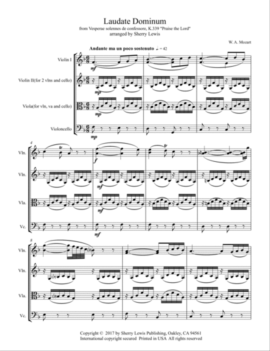 Laudate Dominum STRING TRIO (for string trio) for 2 violins and cello or violin, viola and cello Cello scores gallery preview page 4