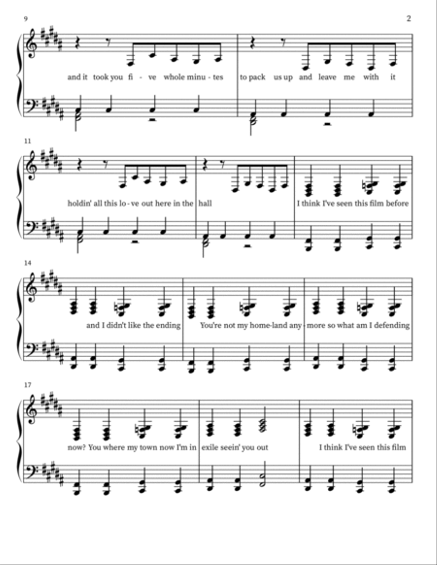 Exile Easy Piano scores gallery preview page 2