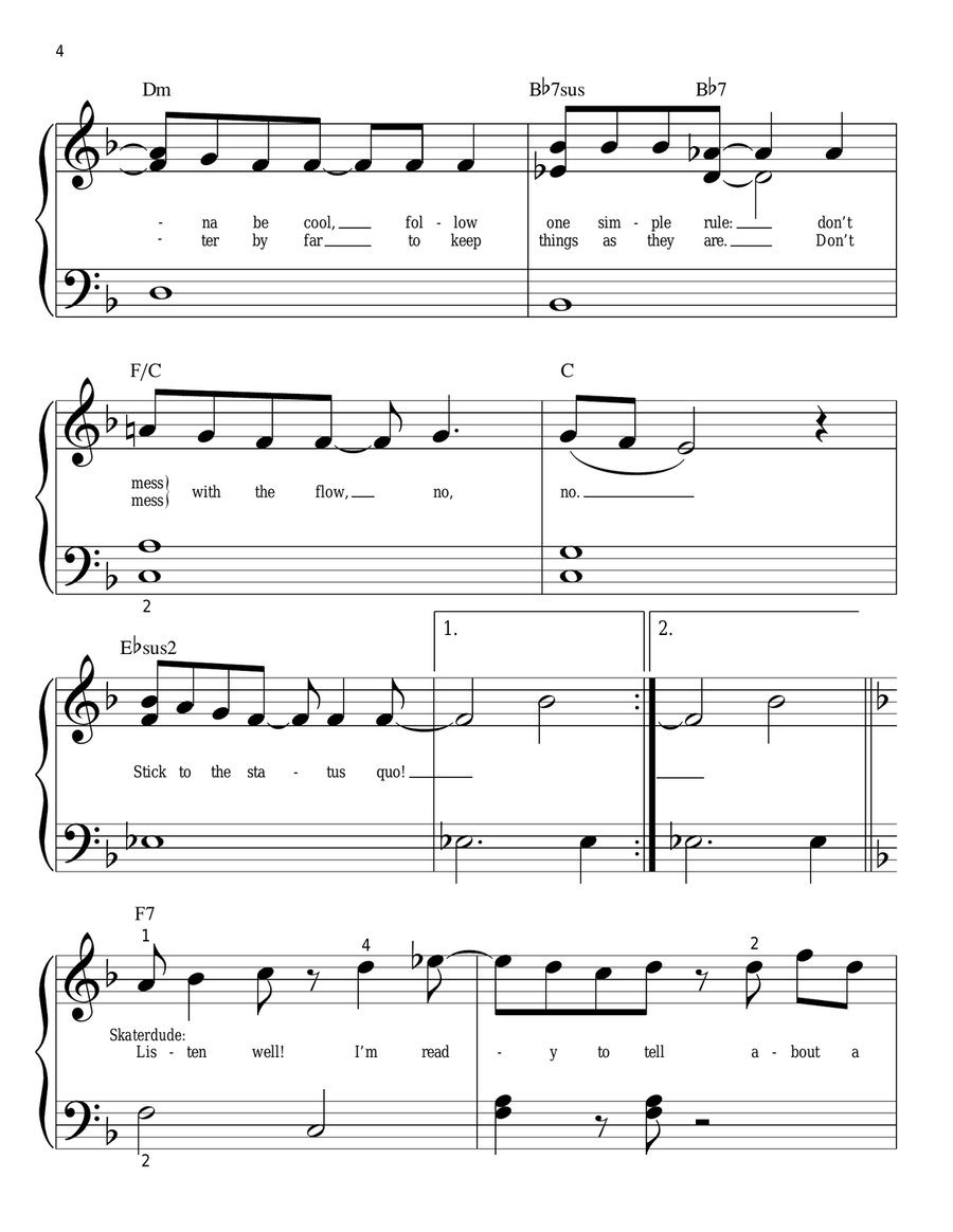 Stick To The Status Quo Easy Piano scores gallery preview page 4