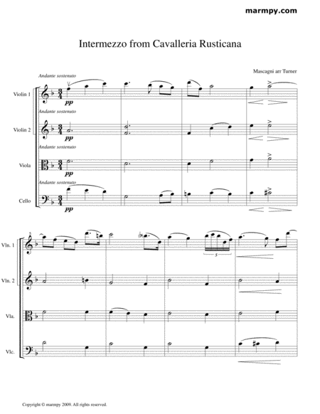 Intermezzo from Cavalleria Rusticana (arranged for String Quartet)