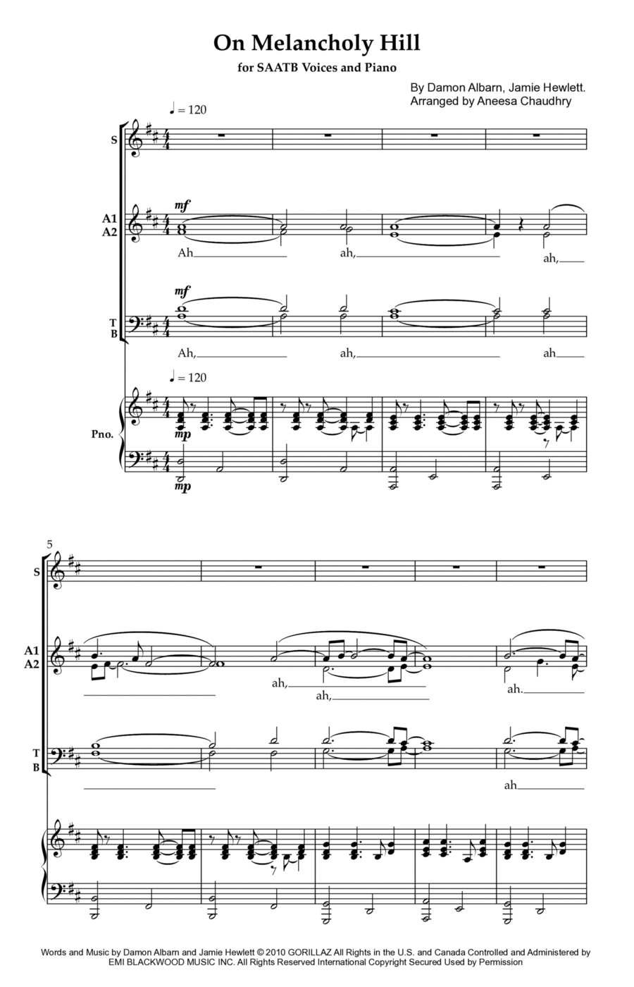 On Melancholy Hill 4-Part scores gallery preview page 1