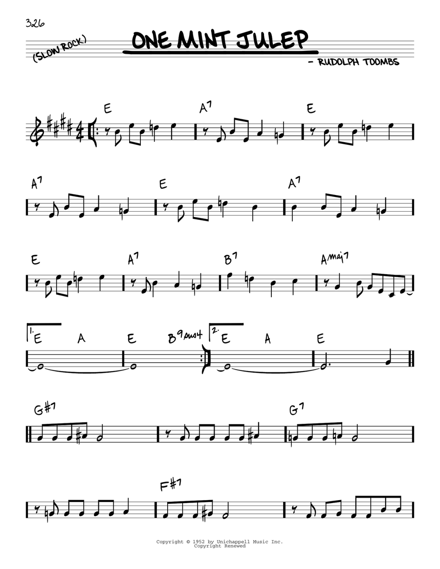 One Mint Julep Piano scores gallery preview page 1
