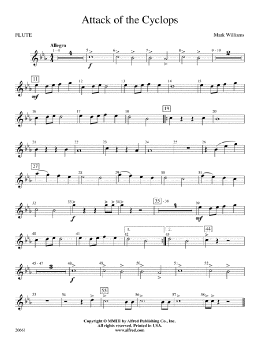 Attack of the Cyclops: Flute Concert Band scores gallery preview page 1