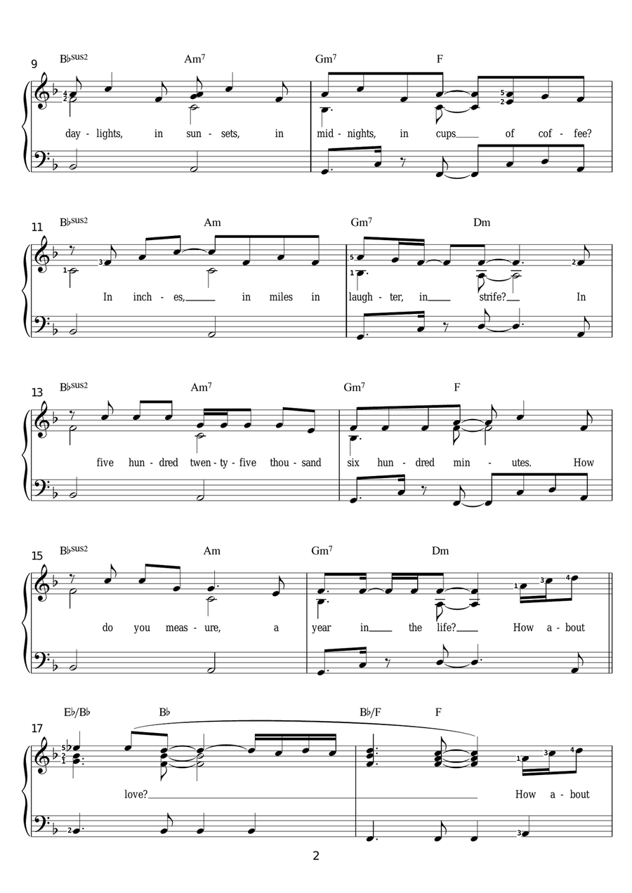 Seasons Of Love (from Rent) Piano, Vocal scores gallery preview page 2