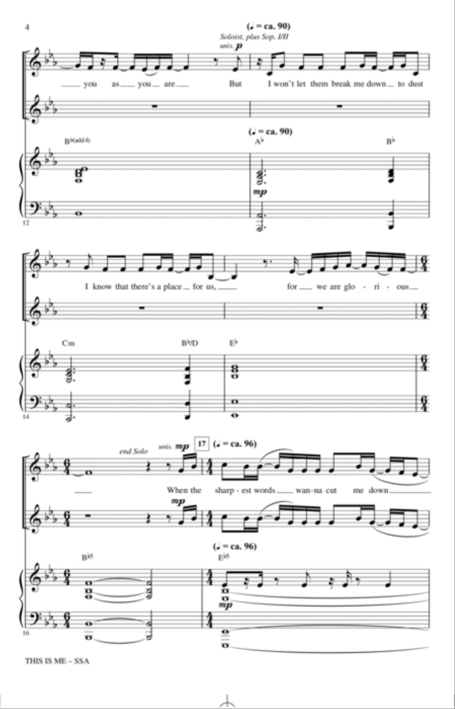 This Is Me (from The Greatest Showman) (arr. Mac Huff) SSA scores gallery preview page 3
