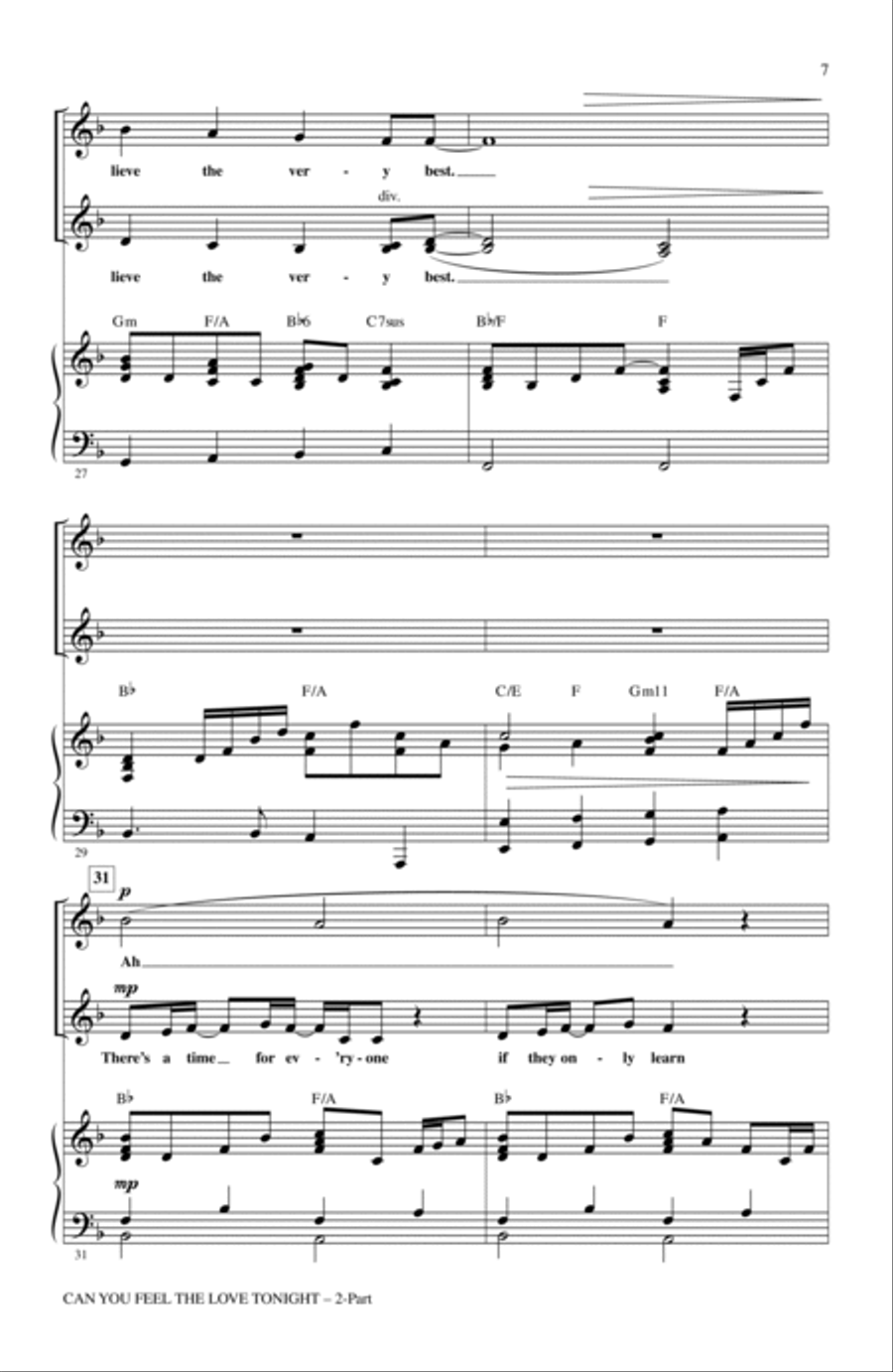 Can You Feel The Love Tonight (from The Lion King) (arr. Audrey Snyder) 2-Part scores gallery preview page 5