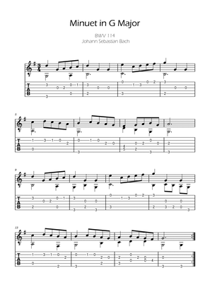 Book cover for Bach Minuet in G major for Easy guitar with Tabs