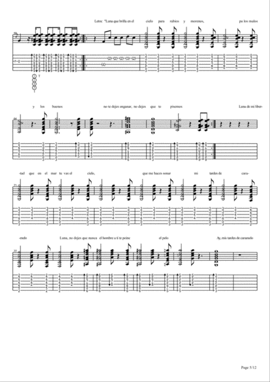 Vicente Amigo - Tierra - 3 - Tierra Guitar Tablature scores gallery preview page 5