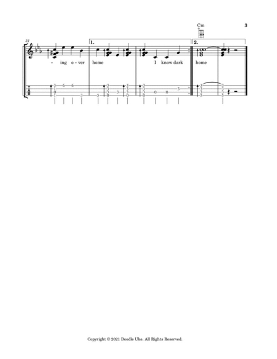 Wayfaring Stranger for Fingerstyle/Solo Ukulele - 3 Variations Ukulele scores gallery preview page 4