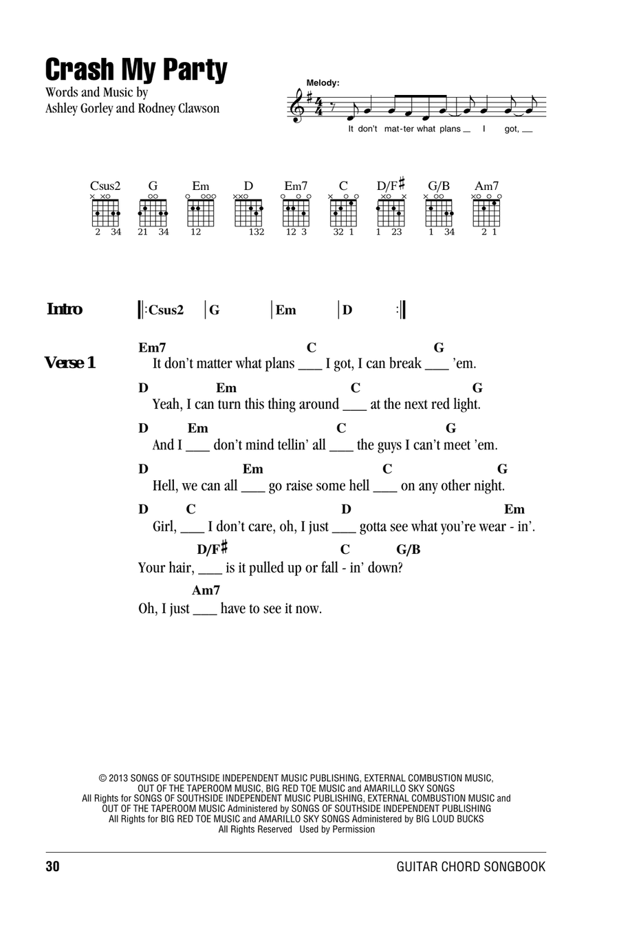 Crash My Party Acoustic Guitar scores gallery preview page 1