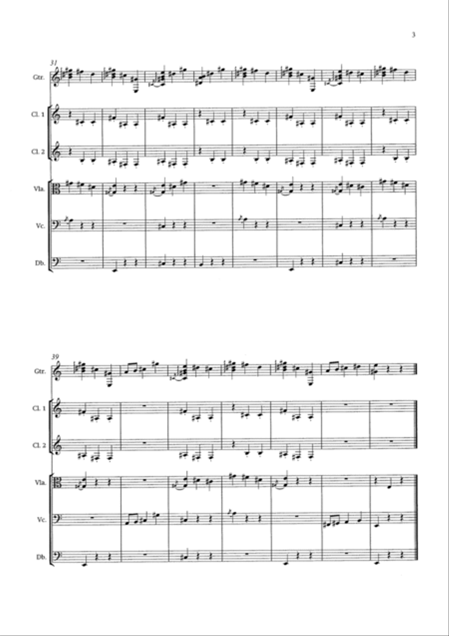 Five Nocturnes Guitar Ensemble scores gallery preview page 5