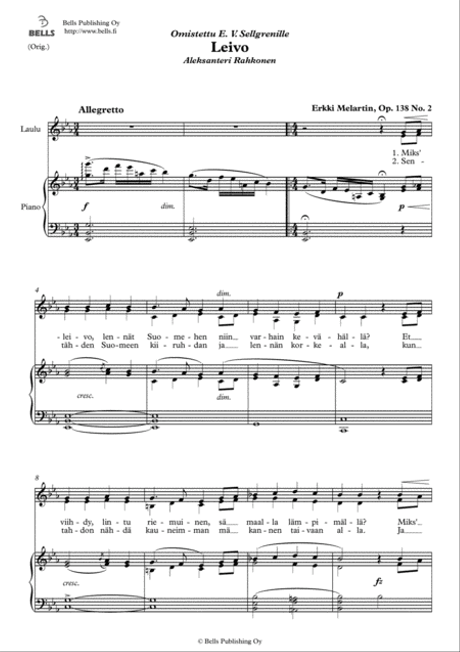 Leivo (Original key. E-flat Major) Piano Accompaniment scores gallery preview page 1