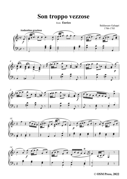 Galuppi-Son troppo vezzose,in F Major,from 'Enrico',for Voice and Piano