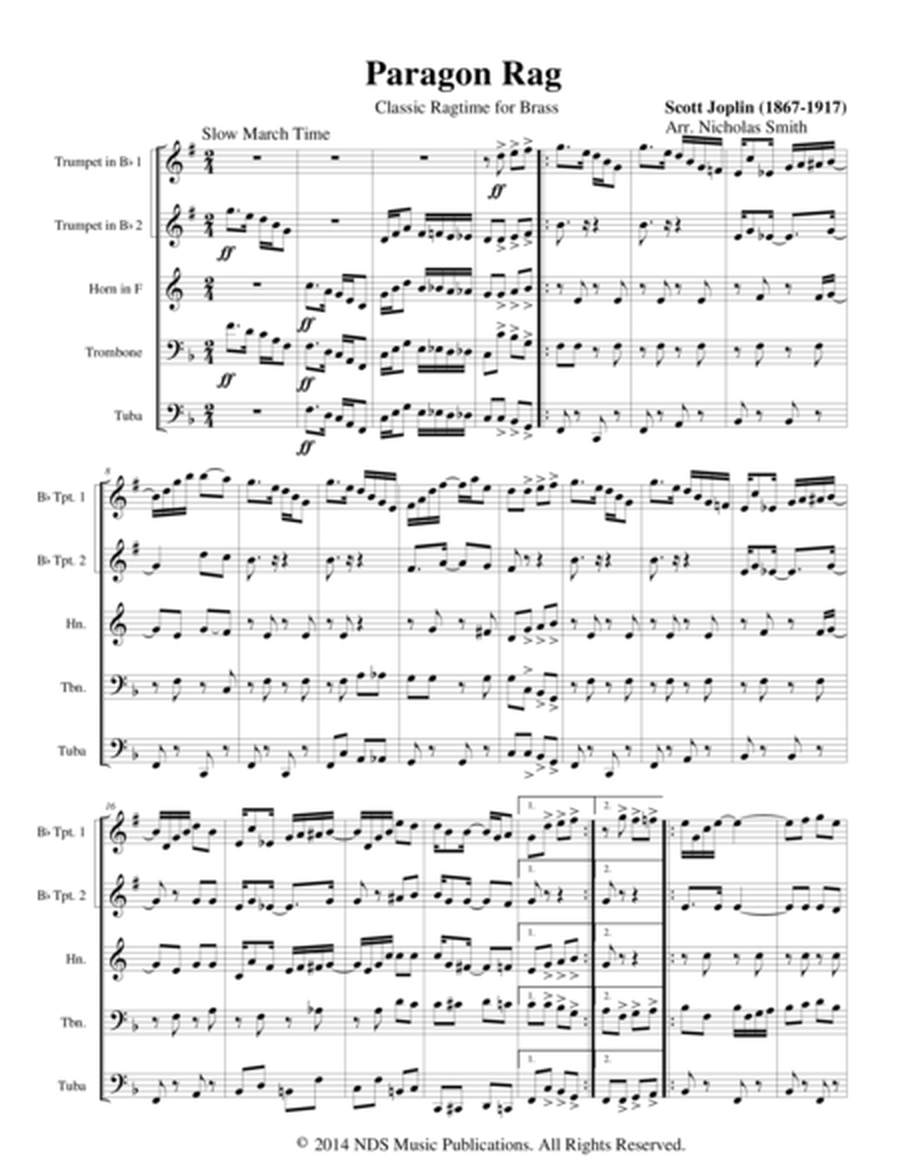 Paragon Rag: Classic Ragtime for Brass SCORE image number null