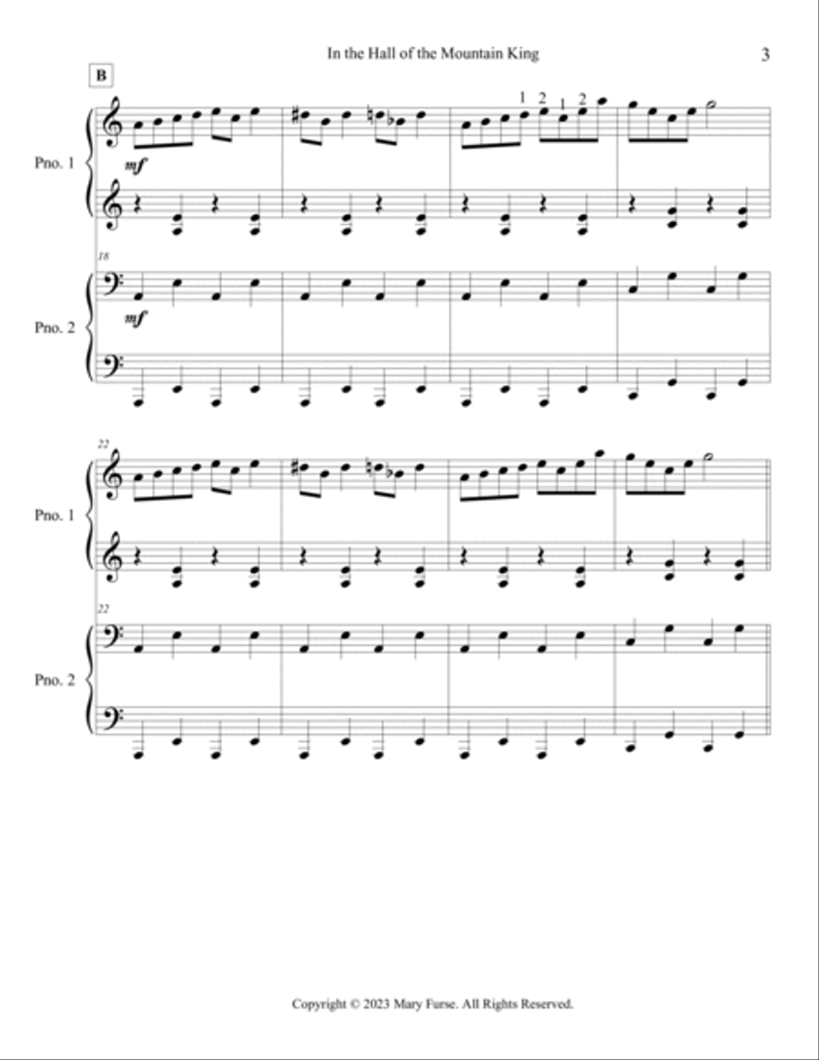 In the Hall of the Mountain King 1 Piano, 4-Hands scores gallery preview page 3