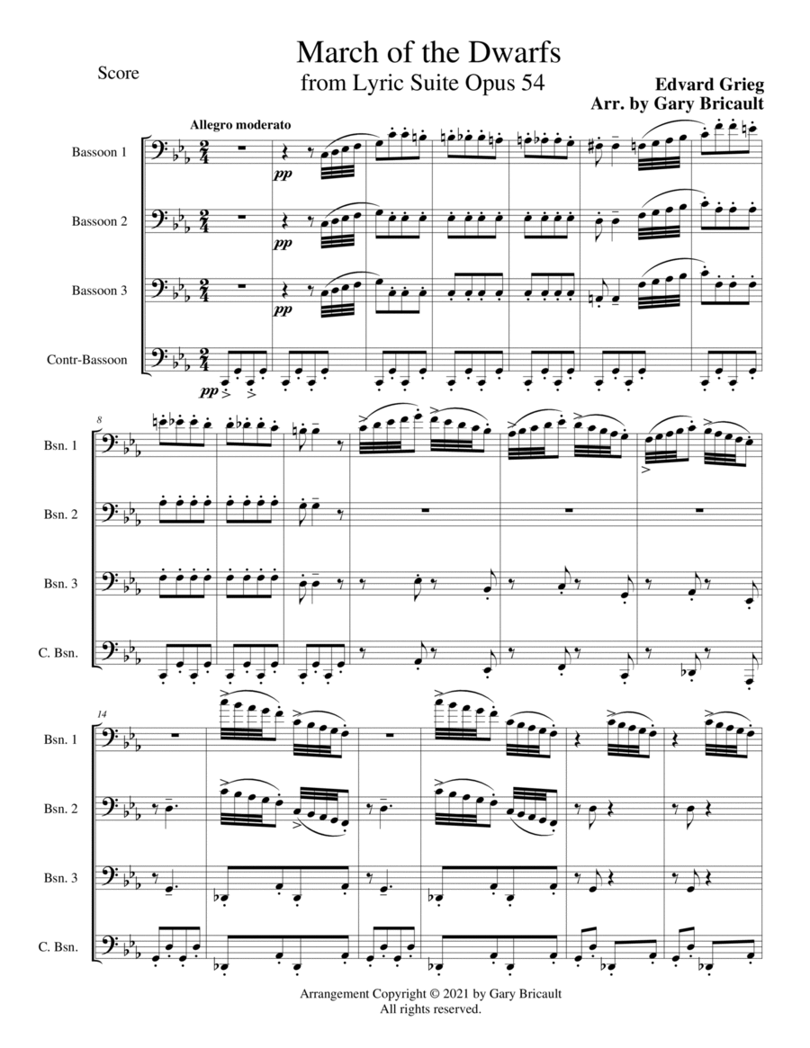 March of the Drawfs March of the Drawfs Bassoon Quartet scores gallery preview page 1