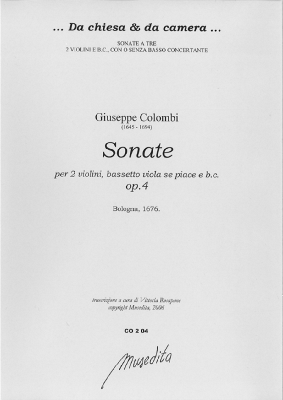 Sonate op.4 (Bologna, 1676) Cello scores gallery preview page 1