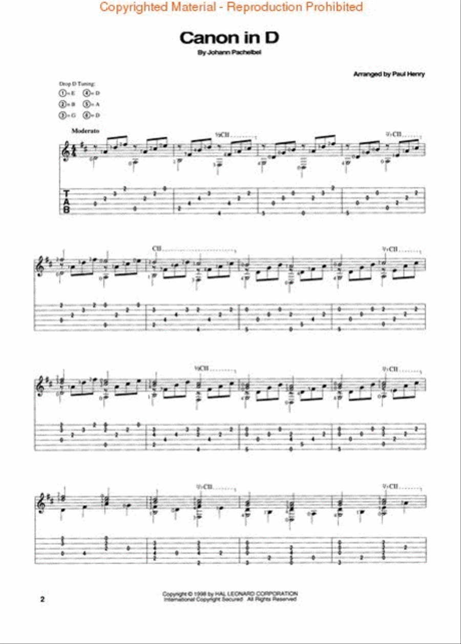 Canon in D Canon in D Classical Guitar scores gallery preview page 2