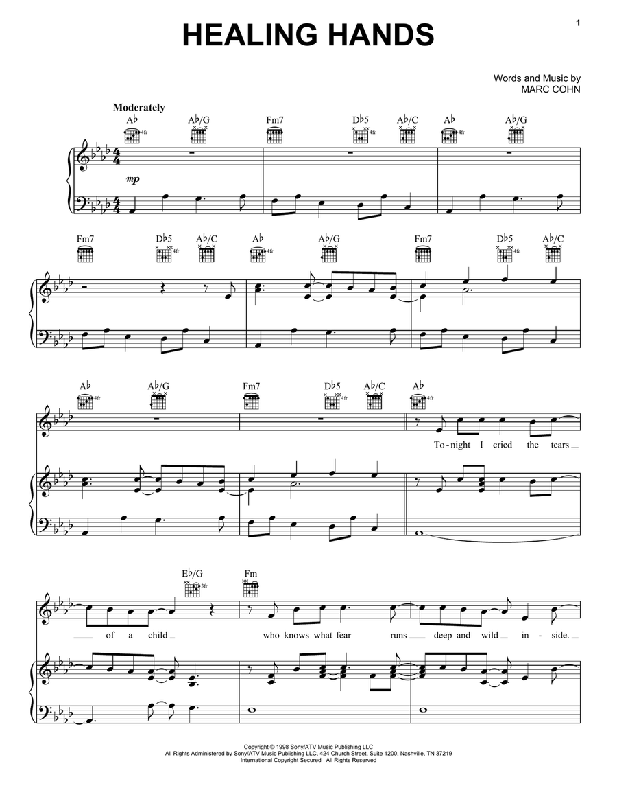 Healing Hands Healing Hands Piano, Vocal, Guitar scores gallery preview page 1
