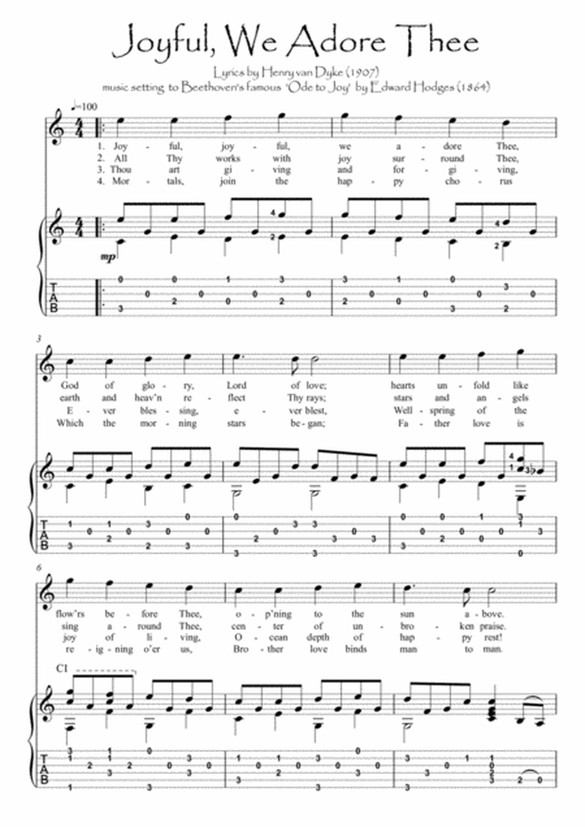 The Hymn of Joy guitar fingerstyle image number null