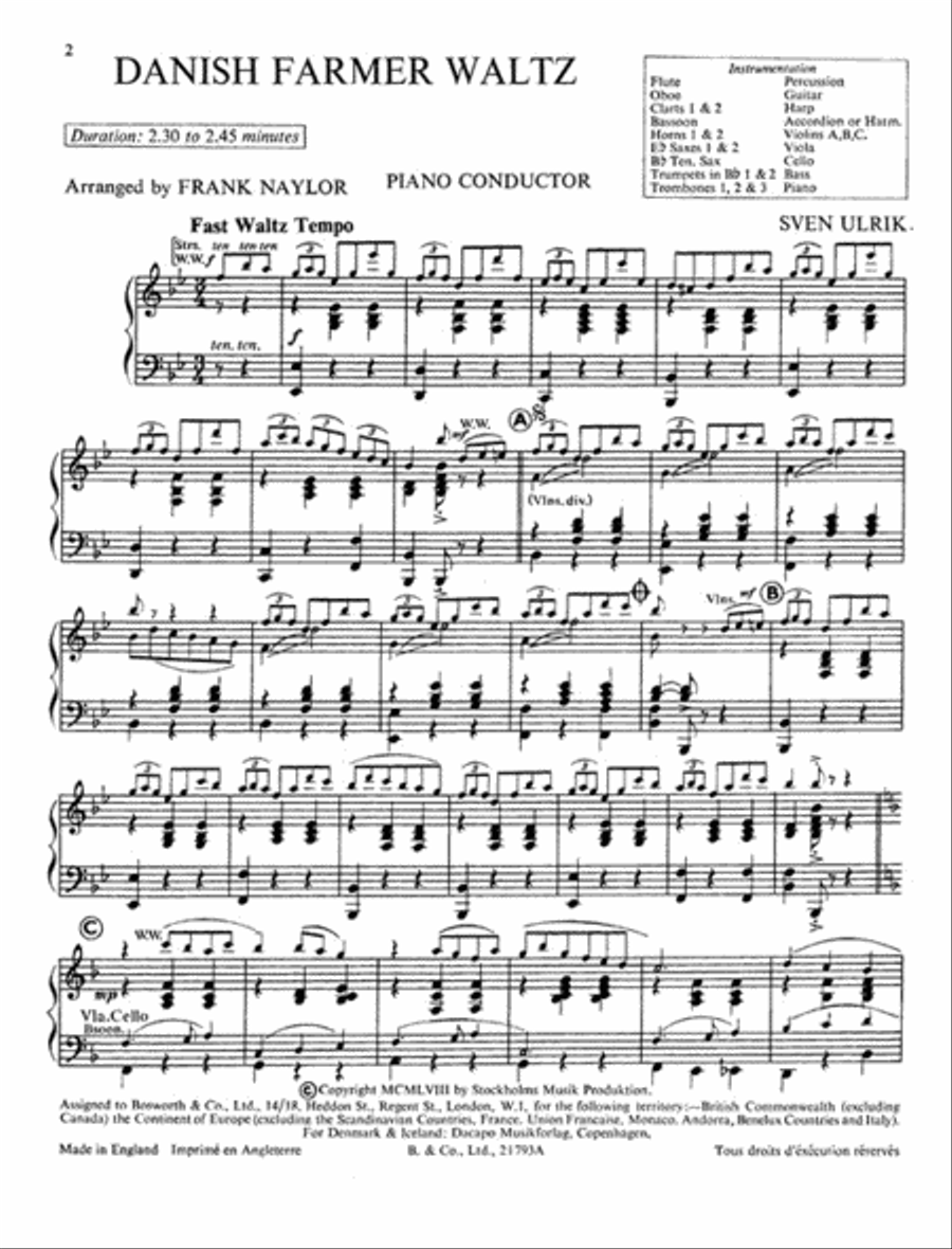 Danish Farmer Waltz (Naylor) Orchestra scores gallery preview page 1