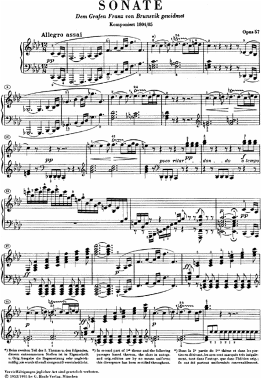Piano Sonata No. 23 in F Minor Op. 57 Piano Solo scores gallery preview page 2