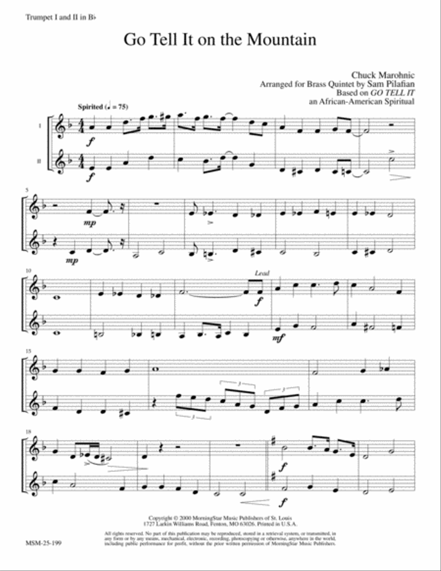 Go Tell It on the Mountain (Go Tell It) Brass Quintet scores gallery preview page 4