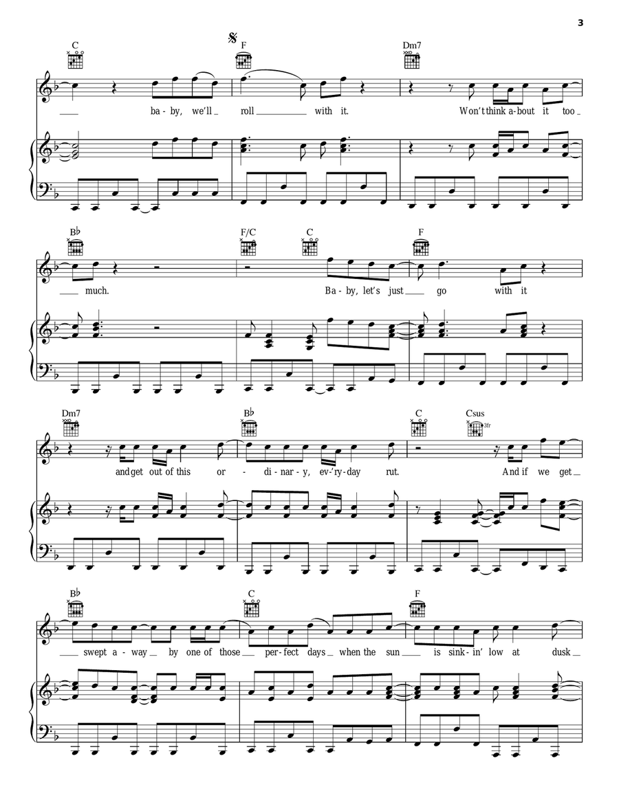 Roll With It Piano, Vocal, Guitar scores gallery preview page 3
