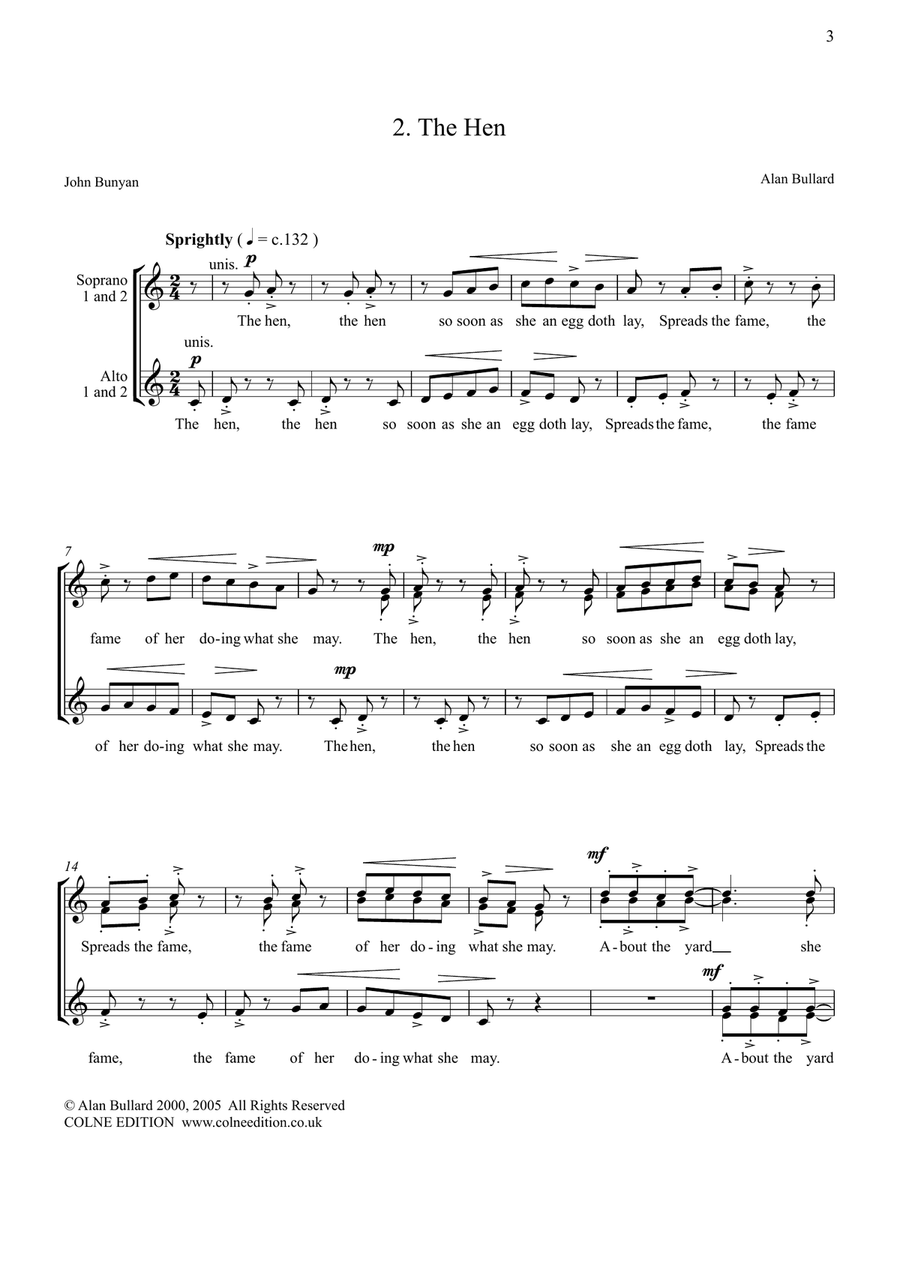 The Snail and The Hen, for SSAA choir unaccompanied SSAA scores gallery preview page 3