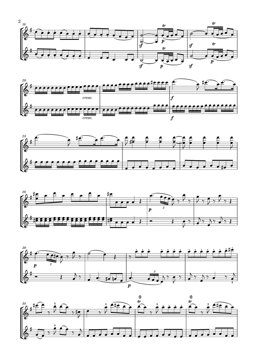 Eine Kleine Nachtmusik for 2 Violins String Duet scores gallery preview page 2
