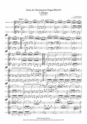 Book cover for Beethoven: Suite for Mechanical Organ (Clock) WoO 33 Mvt. 3 Allegro - clarinet trio