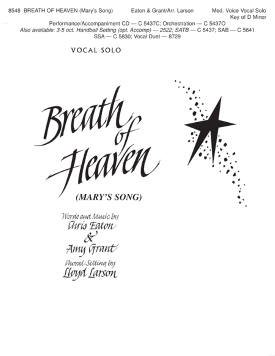 Breath of Heaven (Mary's Song) Medium Voice scores gallery preview page 1