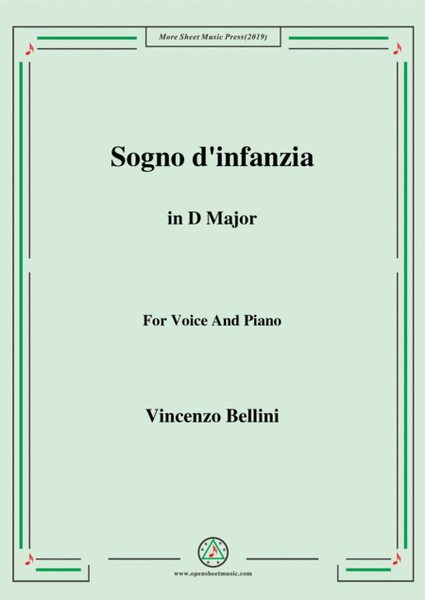 Bellini-Sogno d'infanzia in D Major,for Voice and Piano image number null