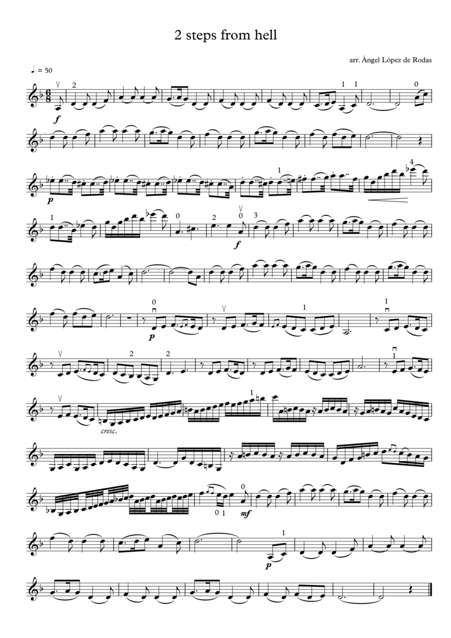 Two Steps From Hell Violin Solo scores gallery preview page 1
