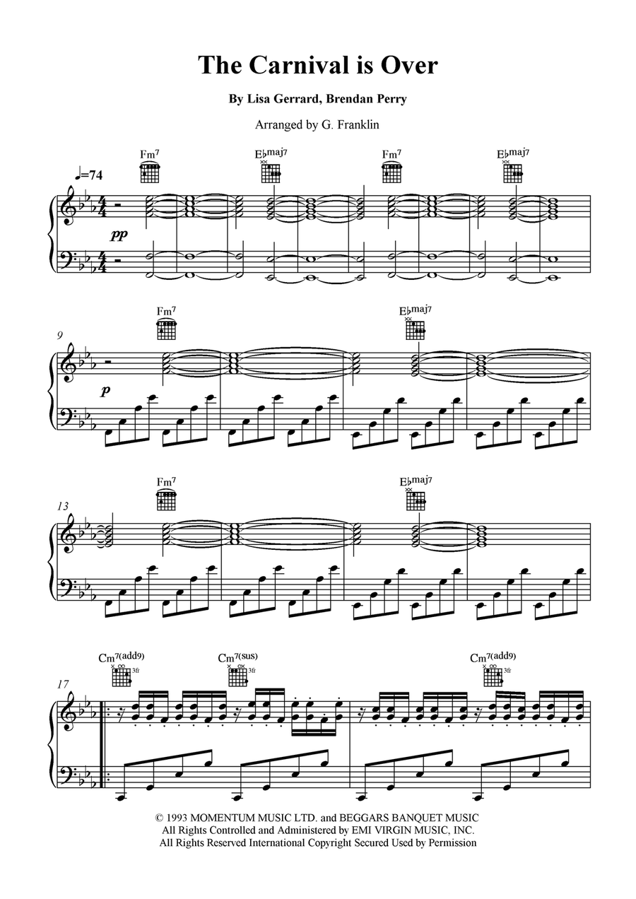 Carnival Is Over Piano, Vocal scores gallery preview page 2