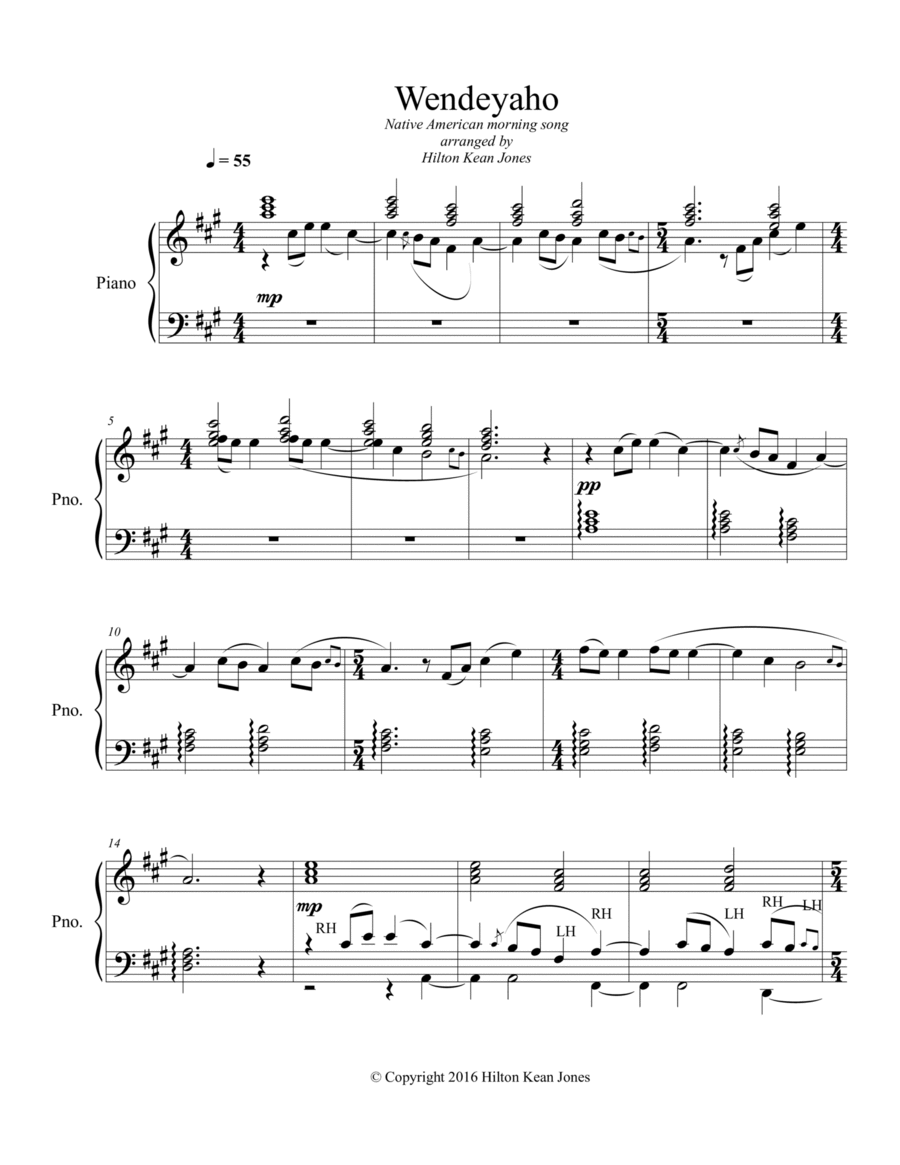 Wendeyaho for solo piano Piano Solo scores gallery preview page 1