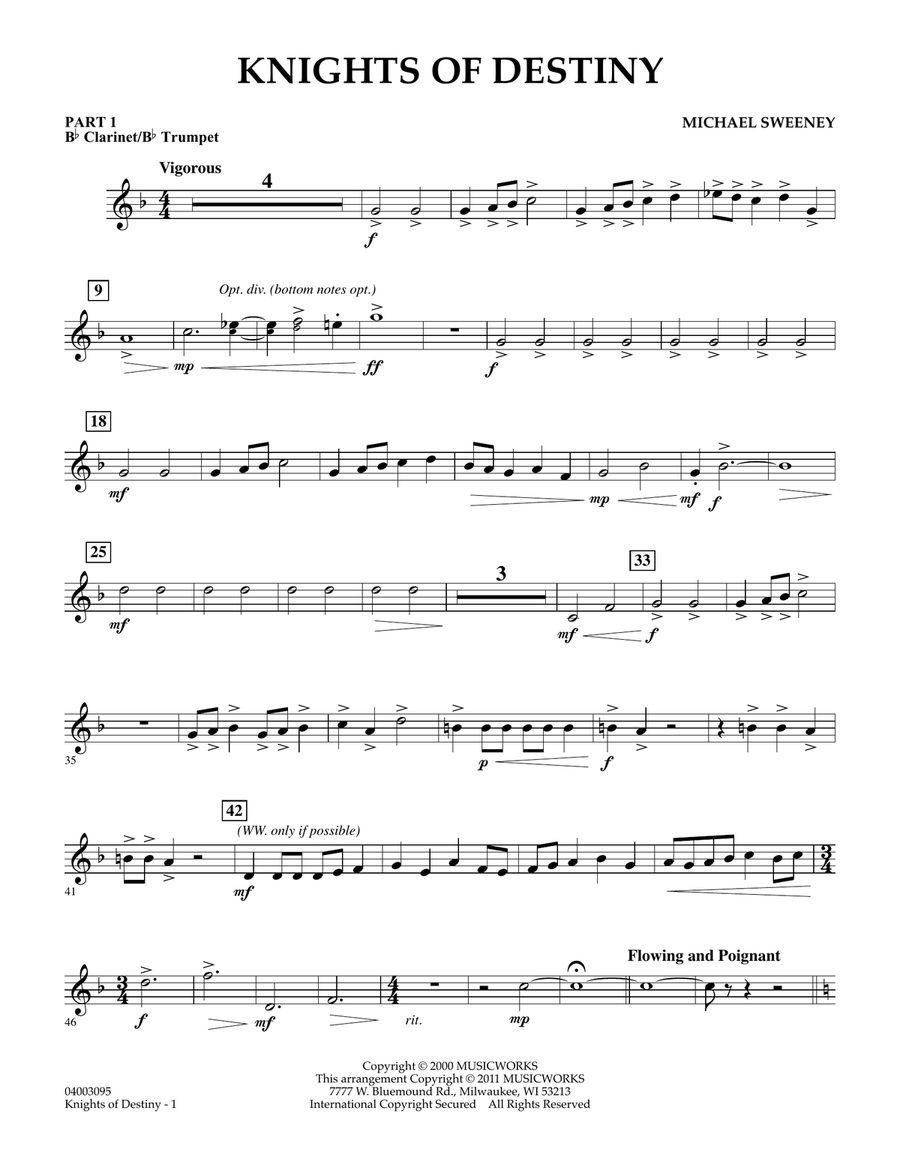 Knights Of Destiny - Pt.1 - Bb Clarinet/Bb Trumpet Concert Band scores gallery preview page 1
