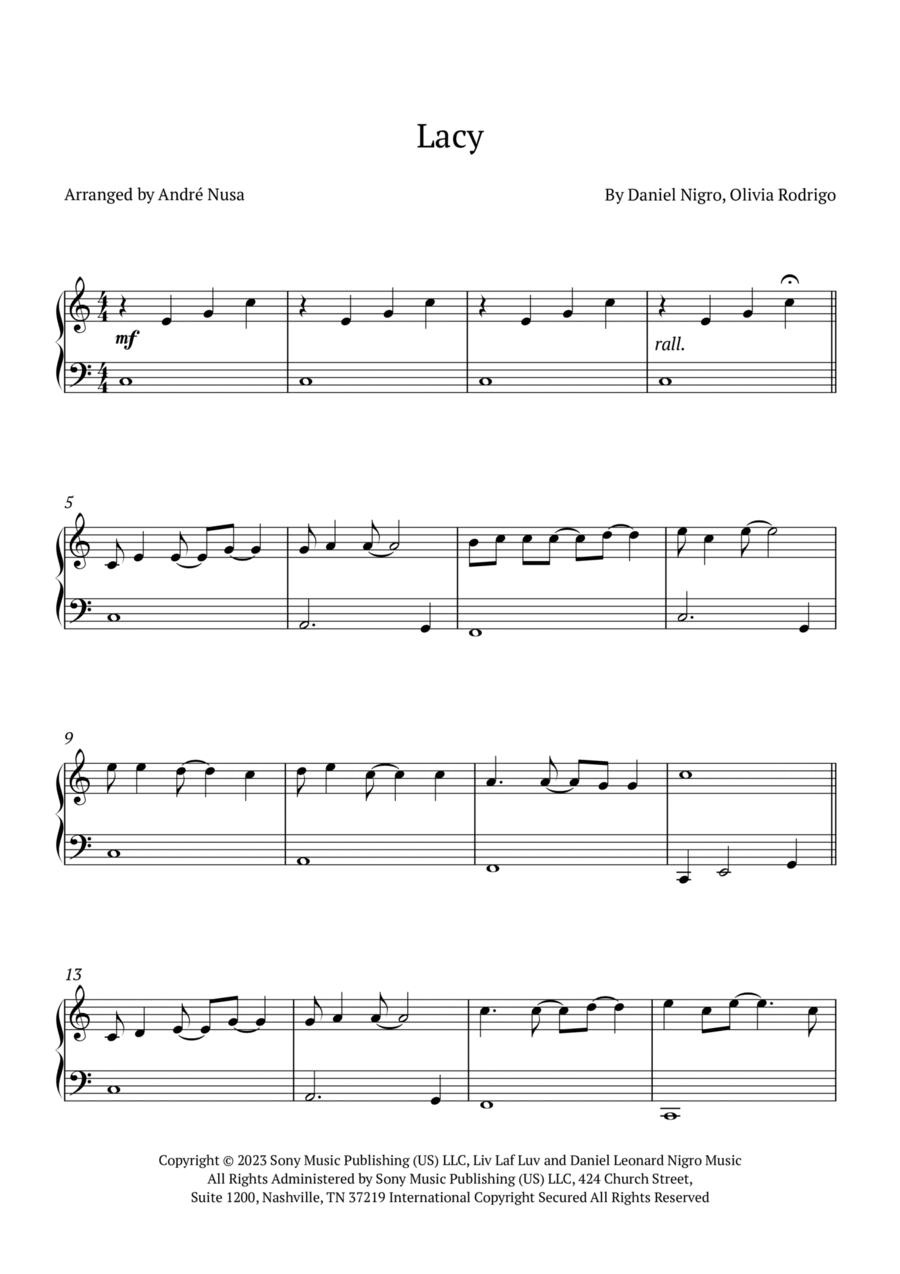 Lacy Easy Piano scores gallery preview page 1