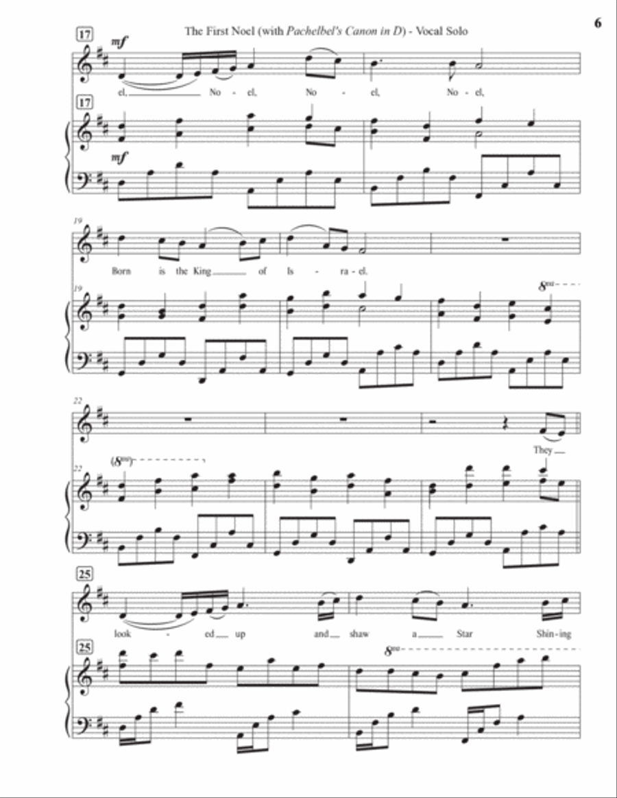 The First Noel (with Pachelbel's Canon in D) (Vocal Solo) Voice Solo scores gallery preview page 5