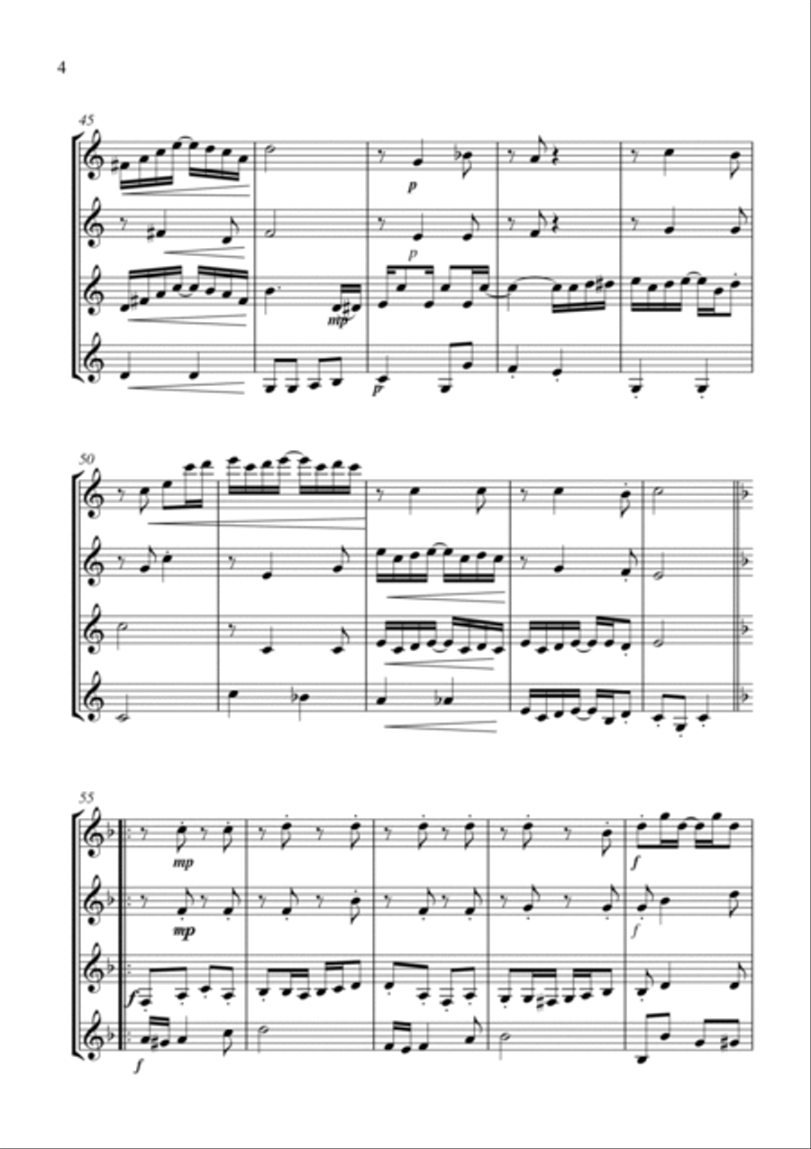 The Entertainer Rag Woodwind Quartet scores gallery preview page 4