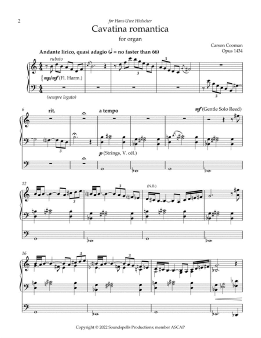 Cavatina romantica Cavatina romantica Organ Solo scores gallery preview page 2
